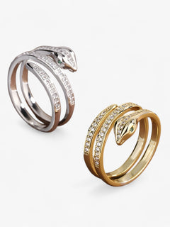 Eleanor | Slangformet ring med zirkonia – Justerbar kobberring til kvinder