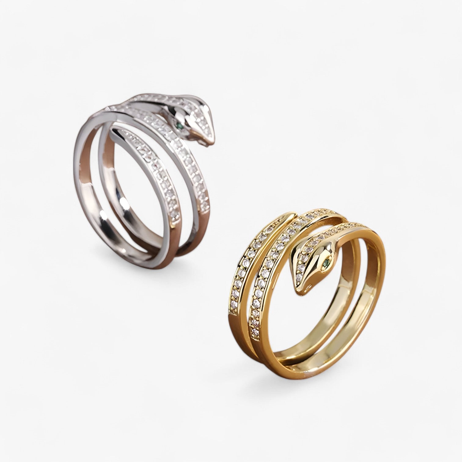 Eleanor | Slangformet ring med zirkonia – Justerbar kobberring til kvinder - - women's fashion - {{ product_tags }