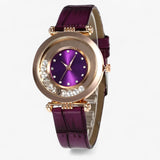 Bozena | Elegant women's watch with leather strap and rhinestone buckle