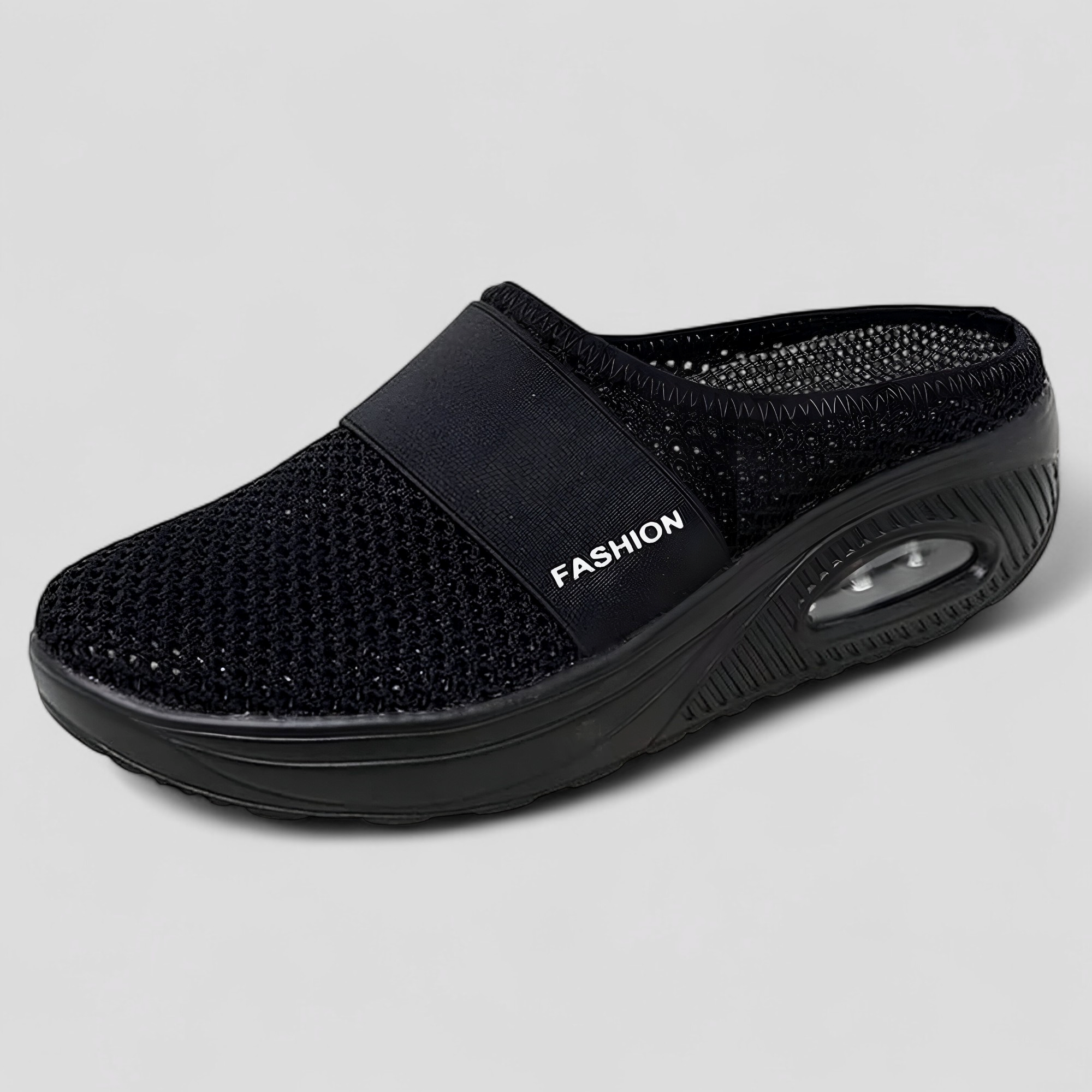 AeroFlex | Mesh Slip-On Platform Paryk med luftpolstersål - Sort - AeroFlex | Mesh Slip-On Platform Paryk med luftpolstersål - €25 - {{ product_tags }