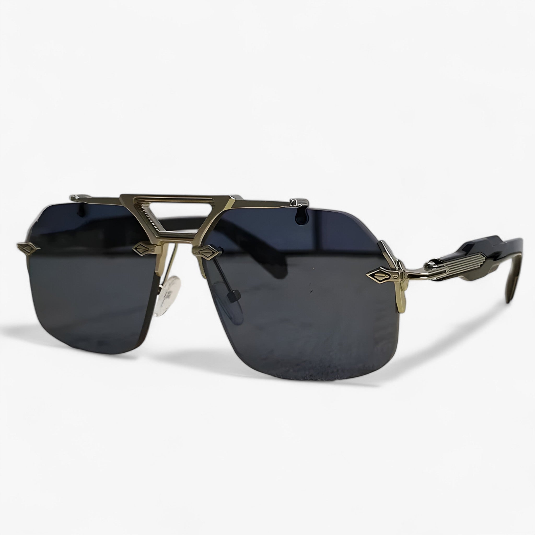 Tabb | Oversized punk metalen randloze zonnebril - Sølvgrå - women's fashion - {{ product_tags }