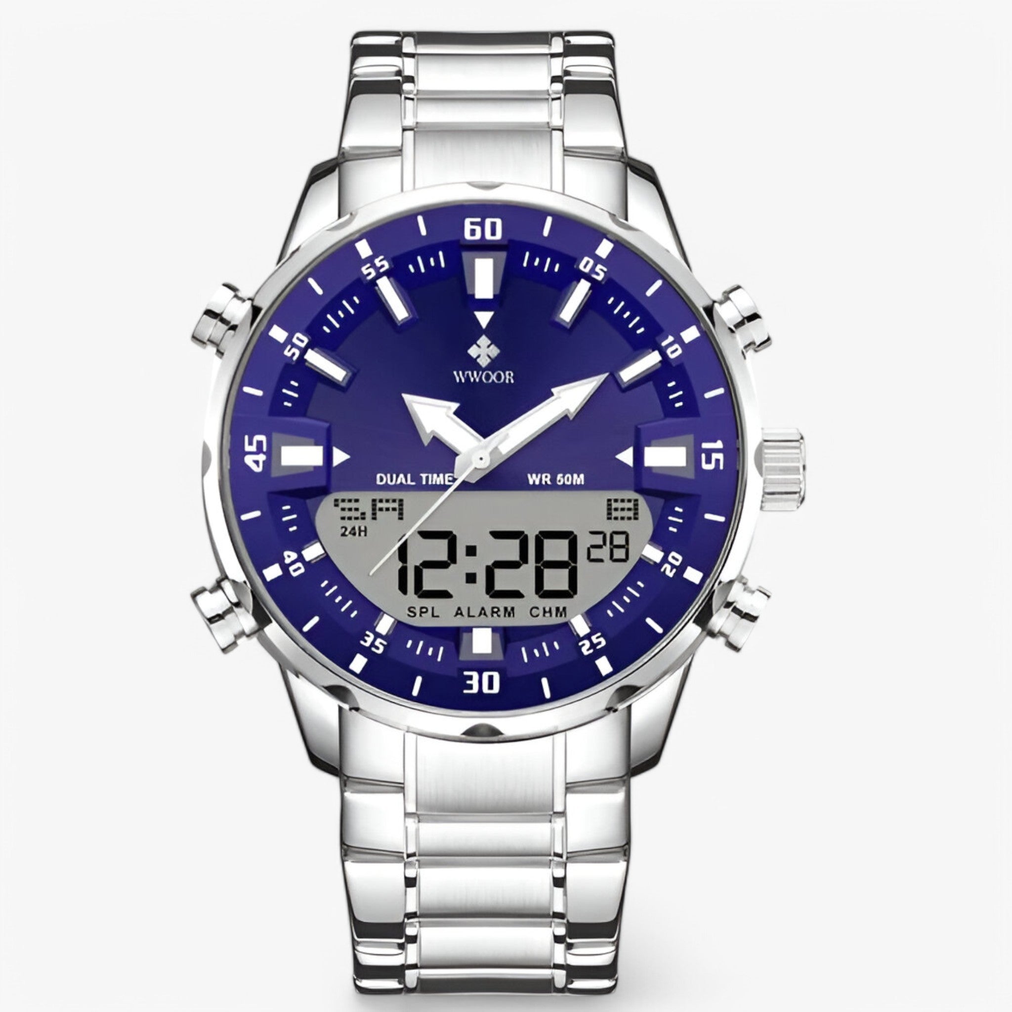 Dario | Militær sportsur i rustfrit stål - Sølv blå - watches - {{ product_tags }