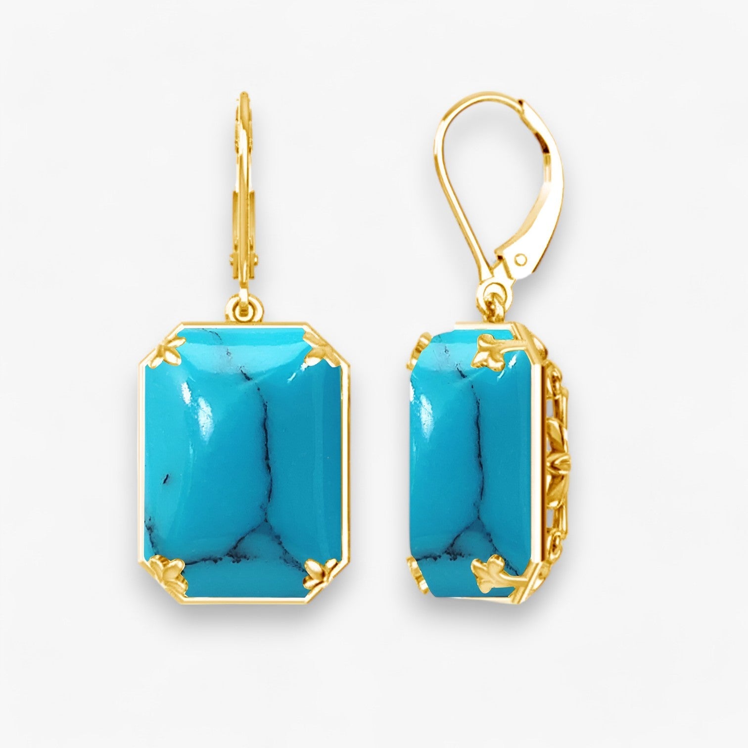 Amelia | Blå Topas Dangle Øreringe – Funklende Guld og Sølv - Turkis - Amelia | Blå Topas Dangle Øreringe – Funklende Guld og Sølv- €25 - {{ product_tags }