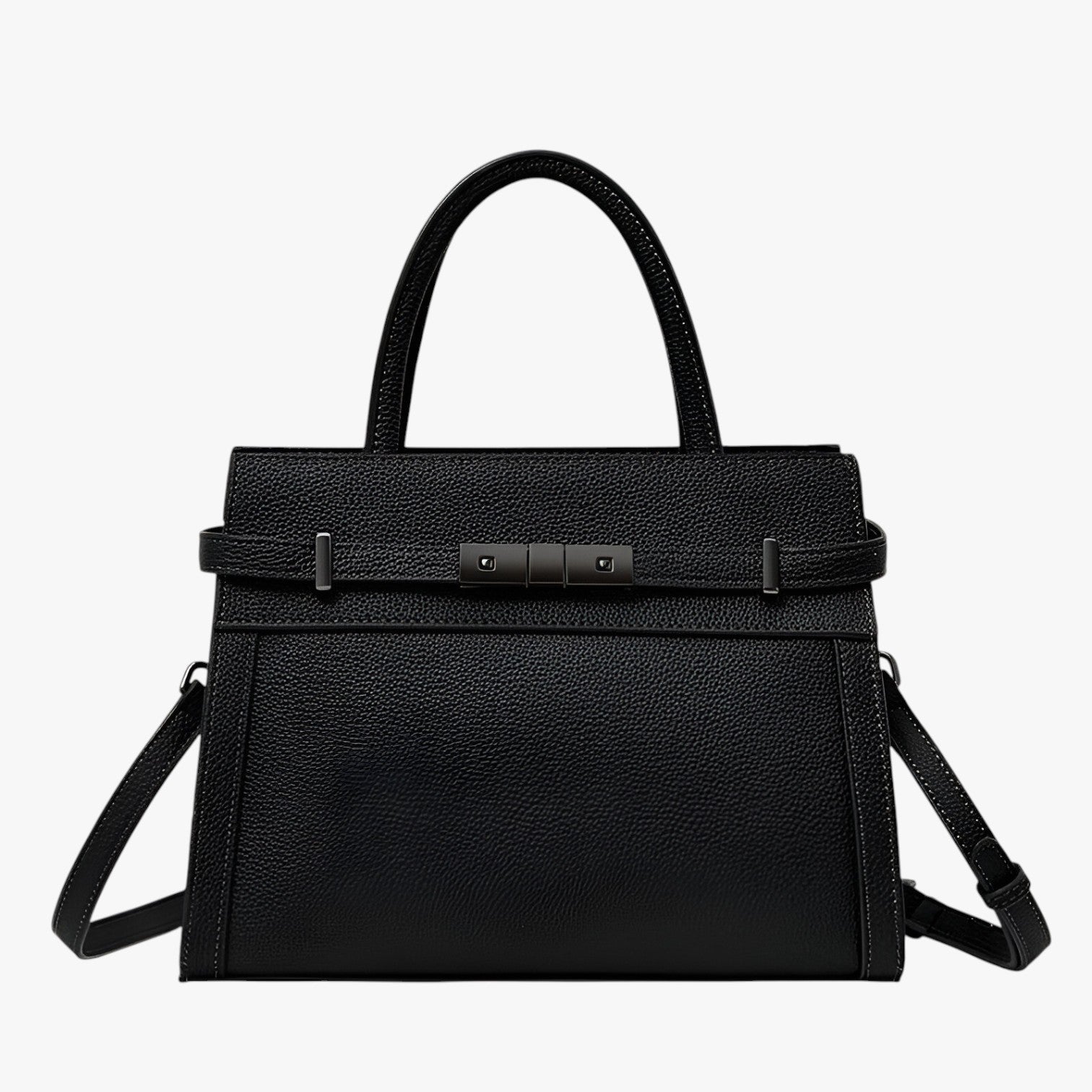 Zariyah | Bambertaske i ægte korthåret læder - Sort (20cm< Makslængde <30cm) - bags - {{ product_tags }