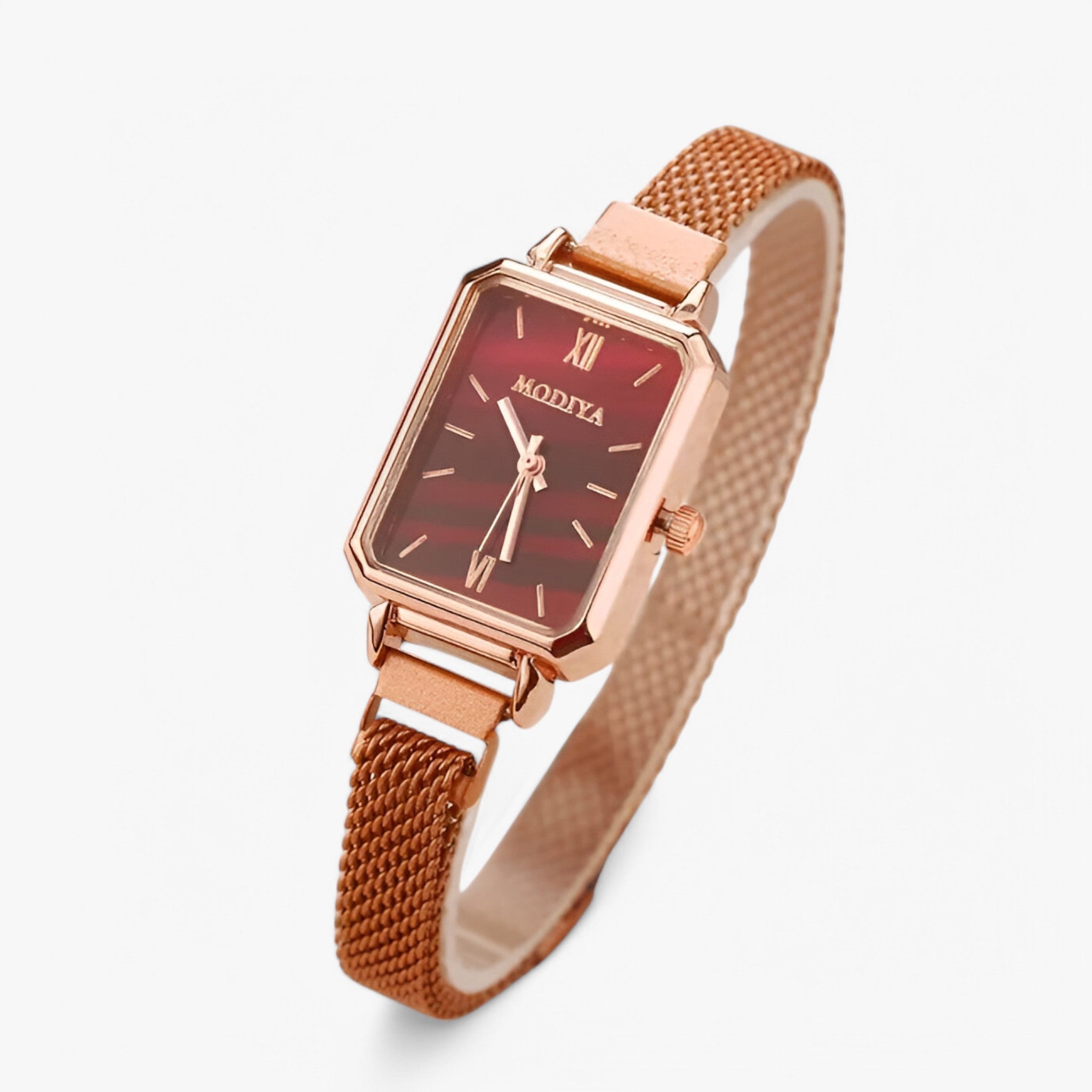 Sabrina | Firkantet dameur med grøn urskive og magnetrem - Rød - watches - {{ product_tags }