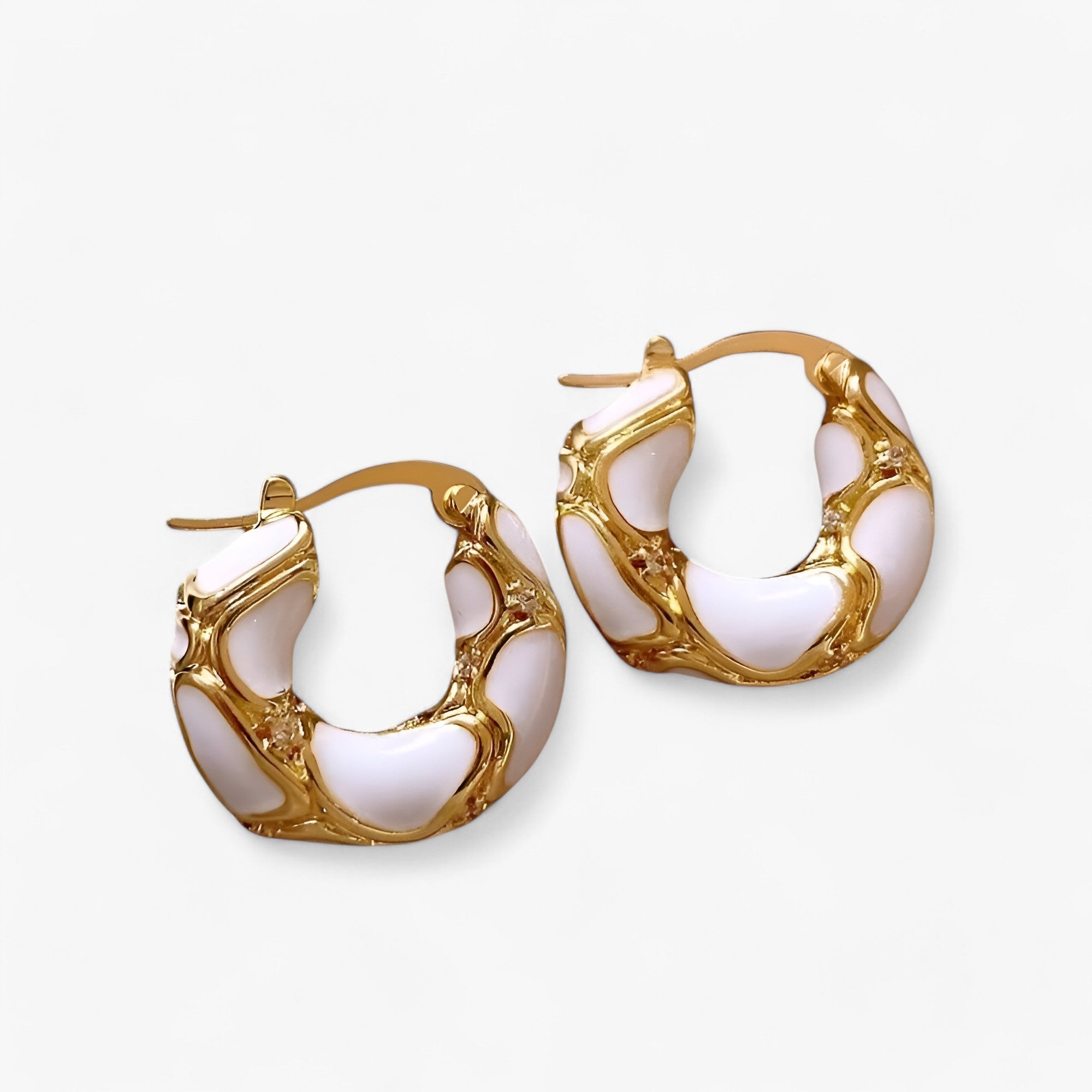 Micah| Vintage emalje øreringe Hoops – Trendy luksus - Lys Gul Guld MULTI - women's fashion - {{ product_tags }