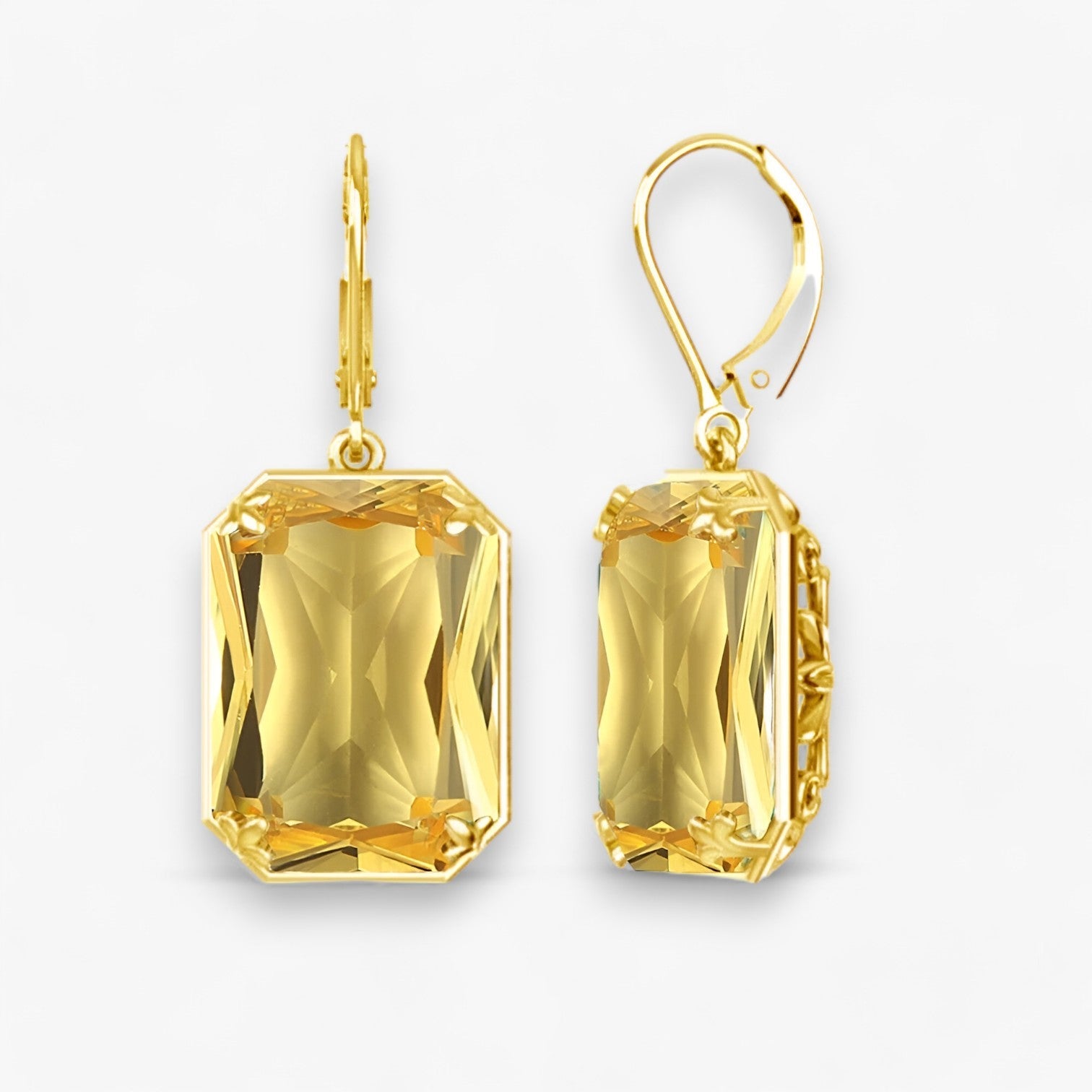 Amelia | Blå Topas Dangle Øreringe – Funklende Guld og Sølv - Citrin - Amelia | Blå Topas Dangle Øreringe – Funklende Guld og Sølv- €25 - {{ product_tags }