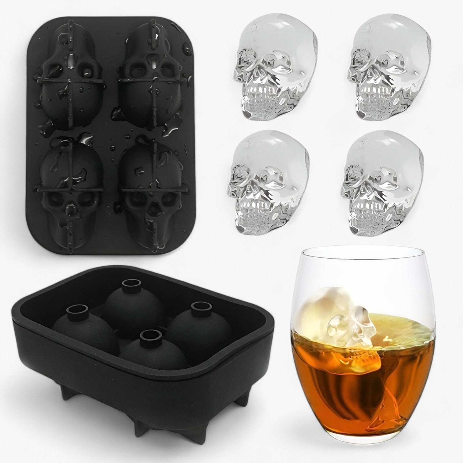 Dexie | 3D kraniet isterningsform med tragt til kreative drikke og cocktails - - gadgets - {{ product_tags }