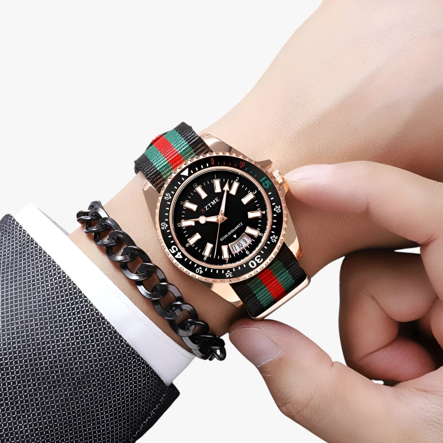 Lincoln | Elegant ur med nylonrem og natlys - - watches - {{ product_tags }