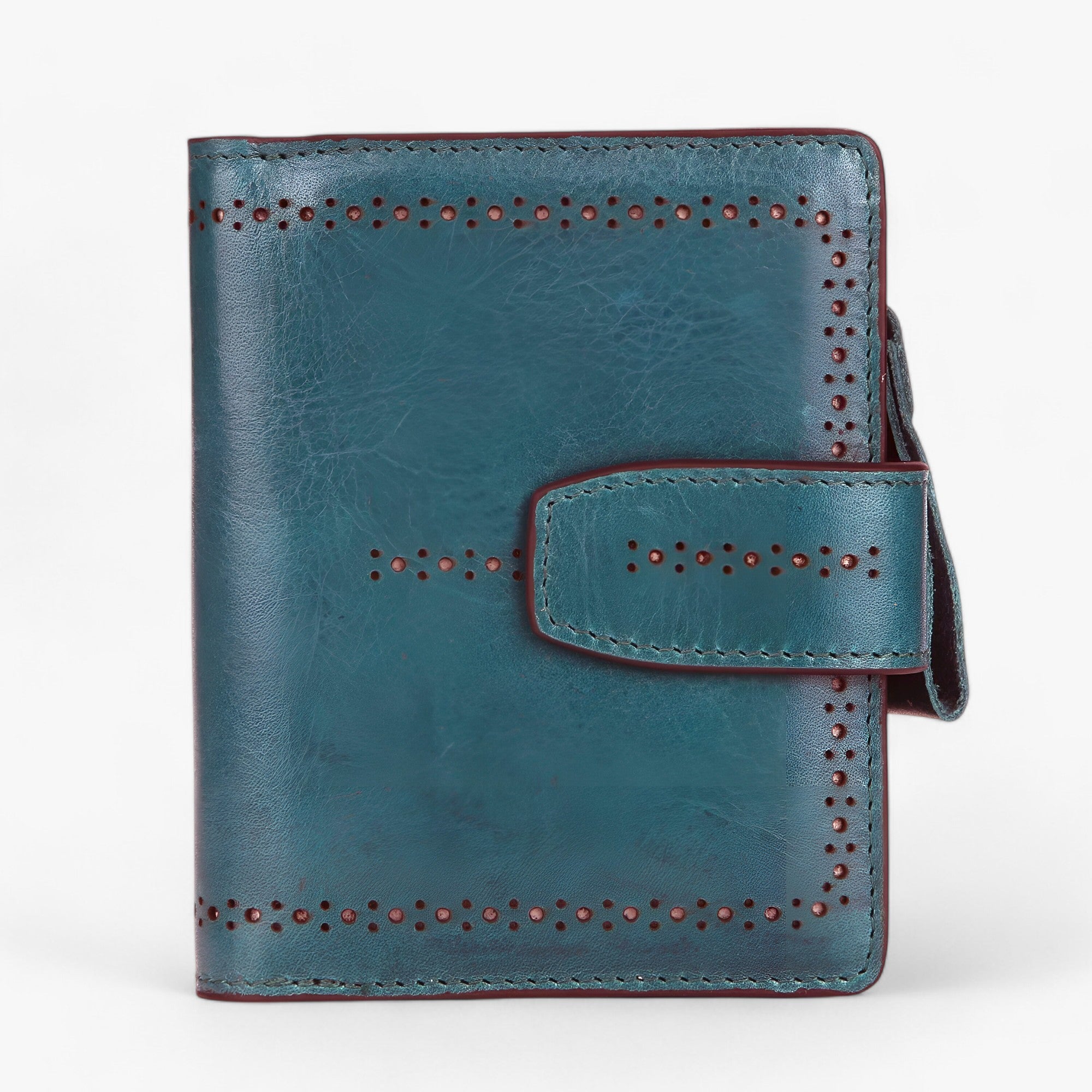 Beatriz | Compact RFID-blocking Leather Wallet with Zipper and ID Window - Blå - bags - {{ product_tags }