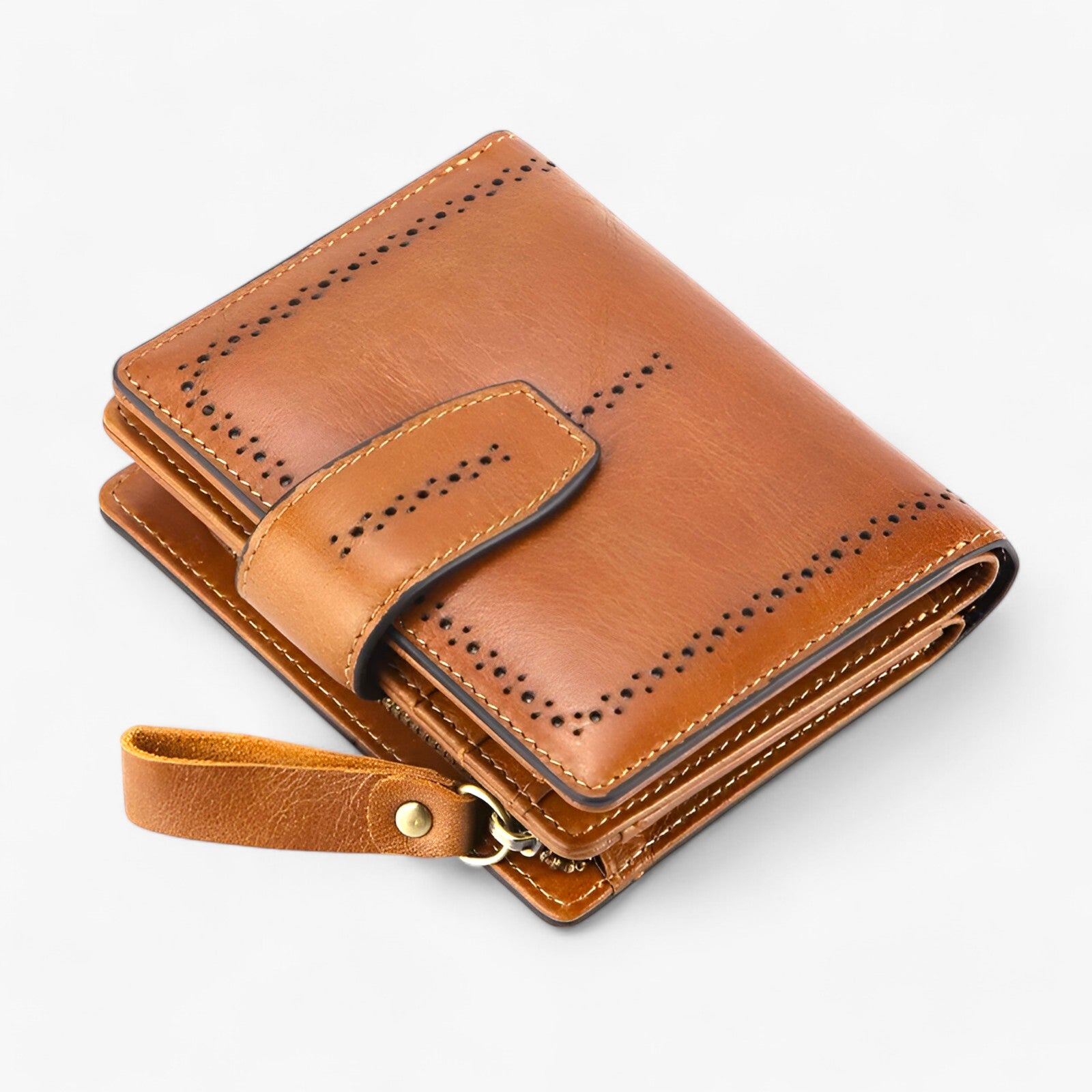 Beatriz | Compact RFID-blocking Leather Wallet with Zipper and ID Window - - bags - {{ product_tags }