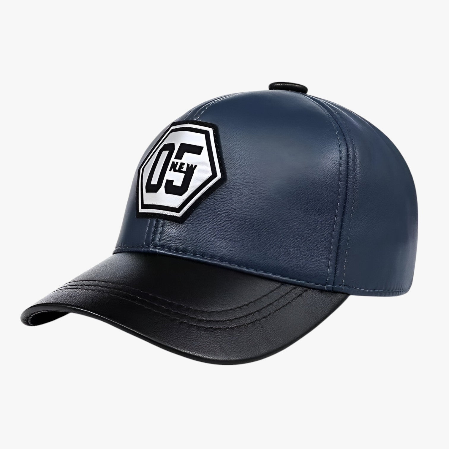 Alessandro | Rød læderhat – Solbeskyttelse med broderet design - Blå 55-58 cm justerbar - men's fashion - {{ product_tags }