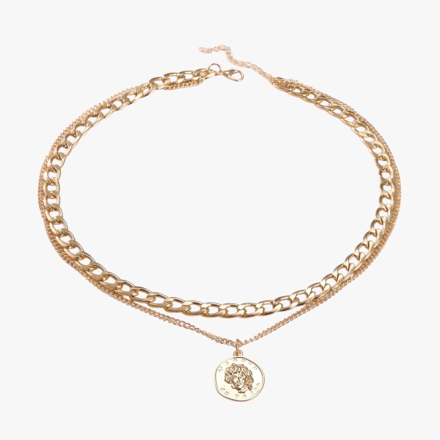 Genevieve | Flere Lag Mønt Halskæde - Guldfarve - women's fashion - {{ product_tags }