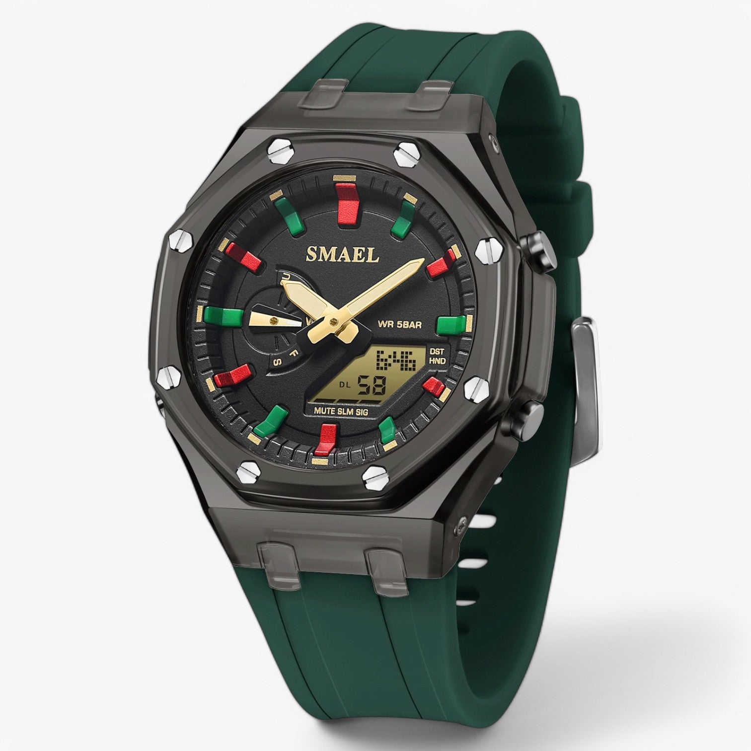 Ciara | Damesur | Vandtæt & Dobbelt Tidsvisning - Mørkegrøn - watches - {{ product_tags }