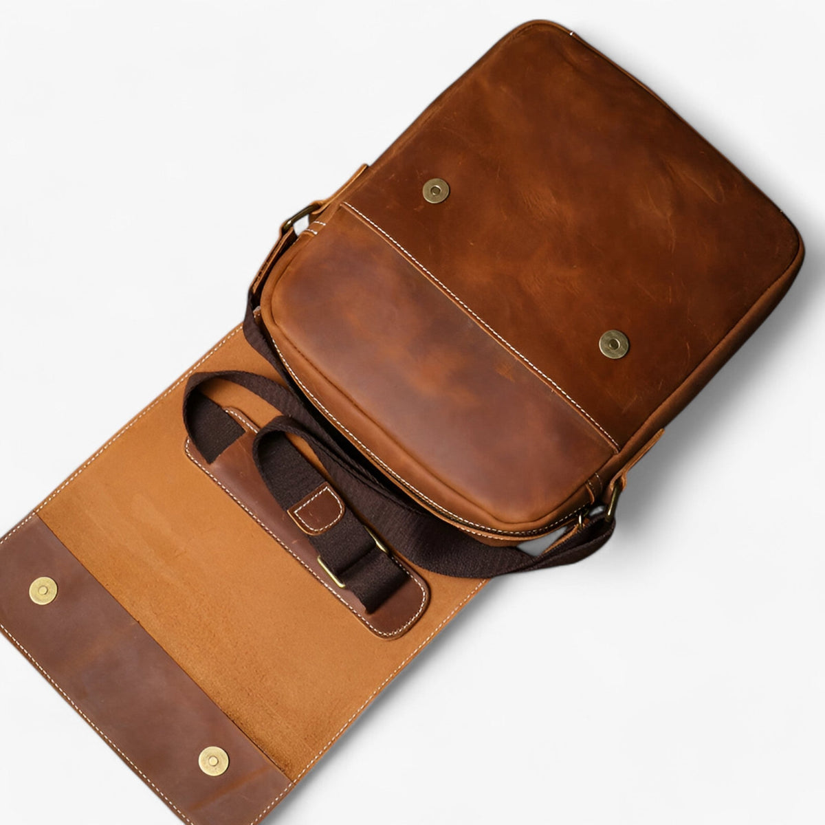 Kompakt Crazy Horse Læder Vintage Skuldertaske