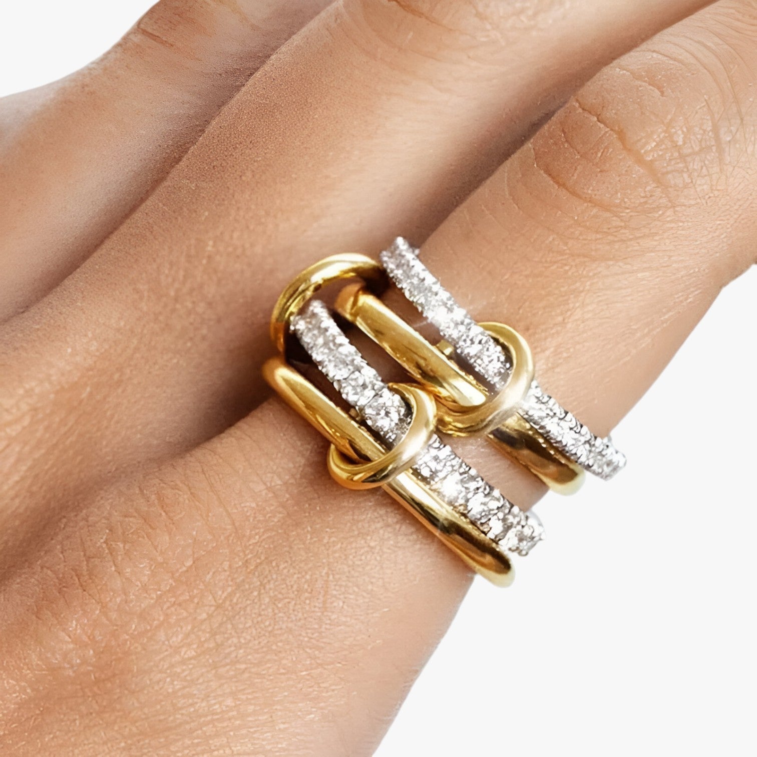 Elise | 18K guld stablede ringe med cubic zirconia - - other - {{ product_tags }