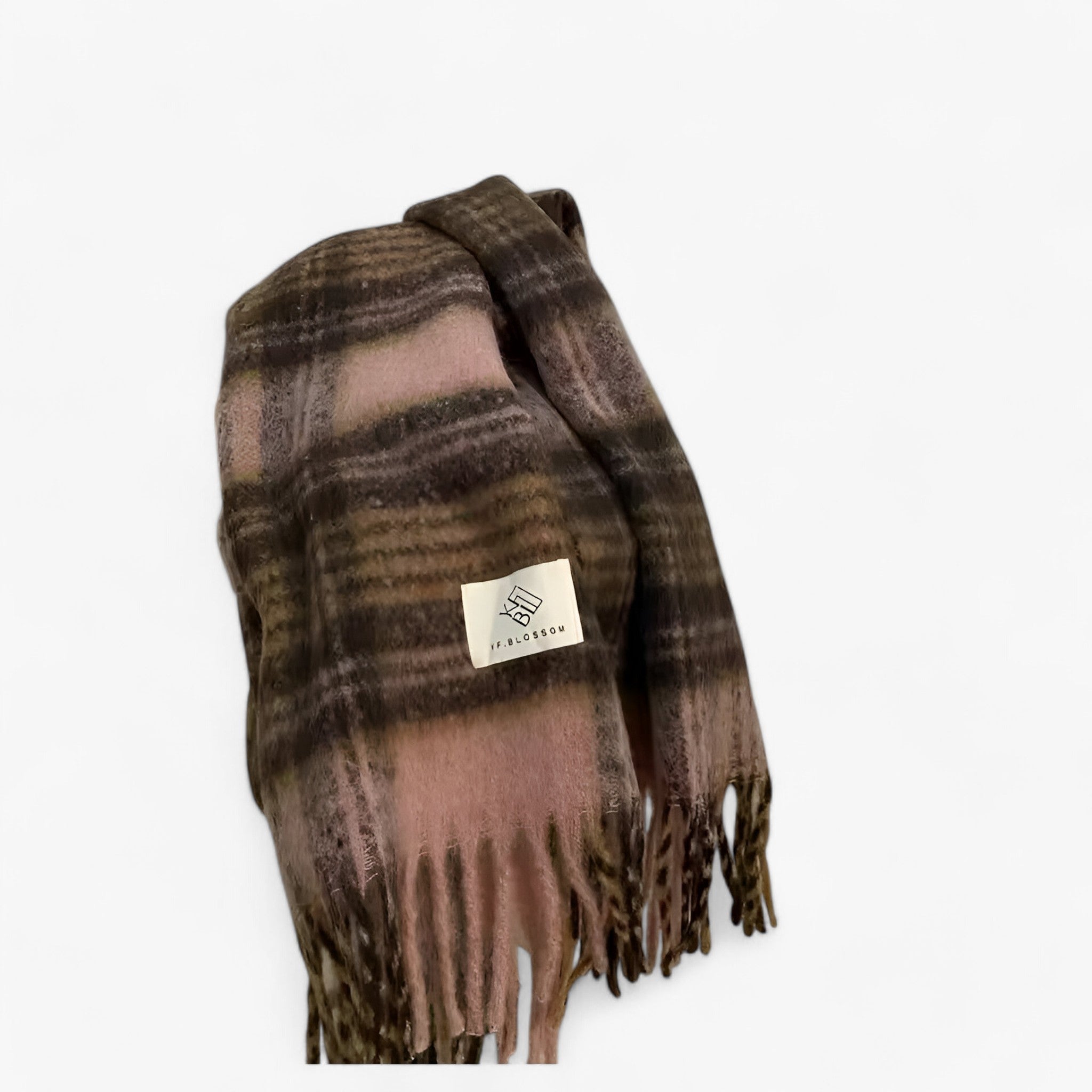 Liv | Varme Mohair Tjekket Sjal – Stilig & Komfortabel - Rosa - winter - {{ product_tags }