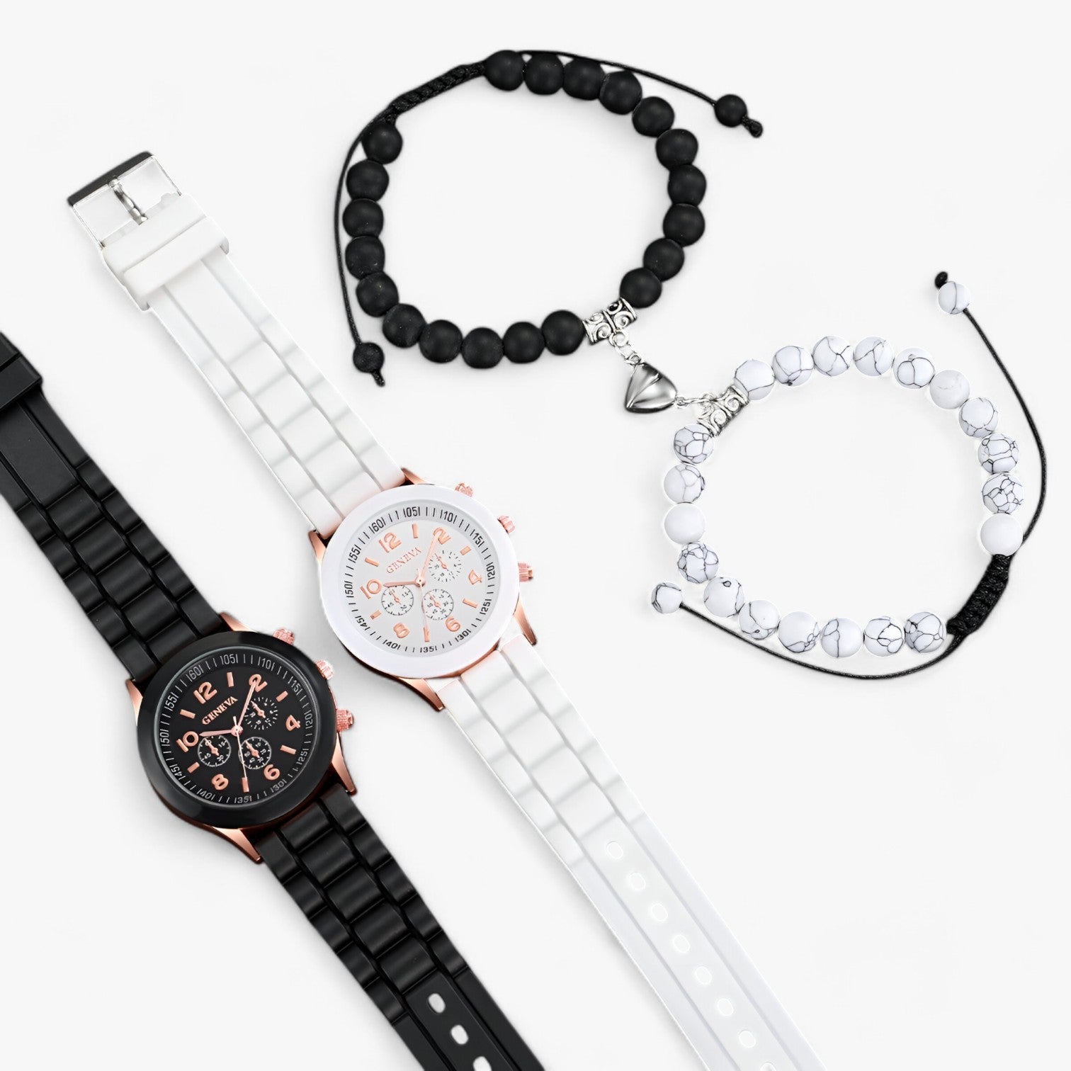 Eva | Stilfuld kvartsur-sæt med hjerteformede armbånd - - watches - {{ product_tags }