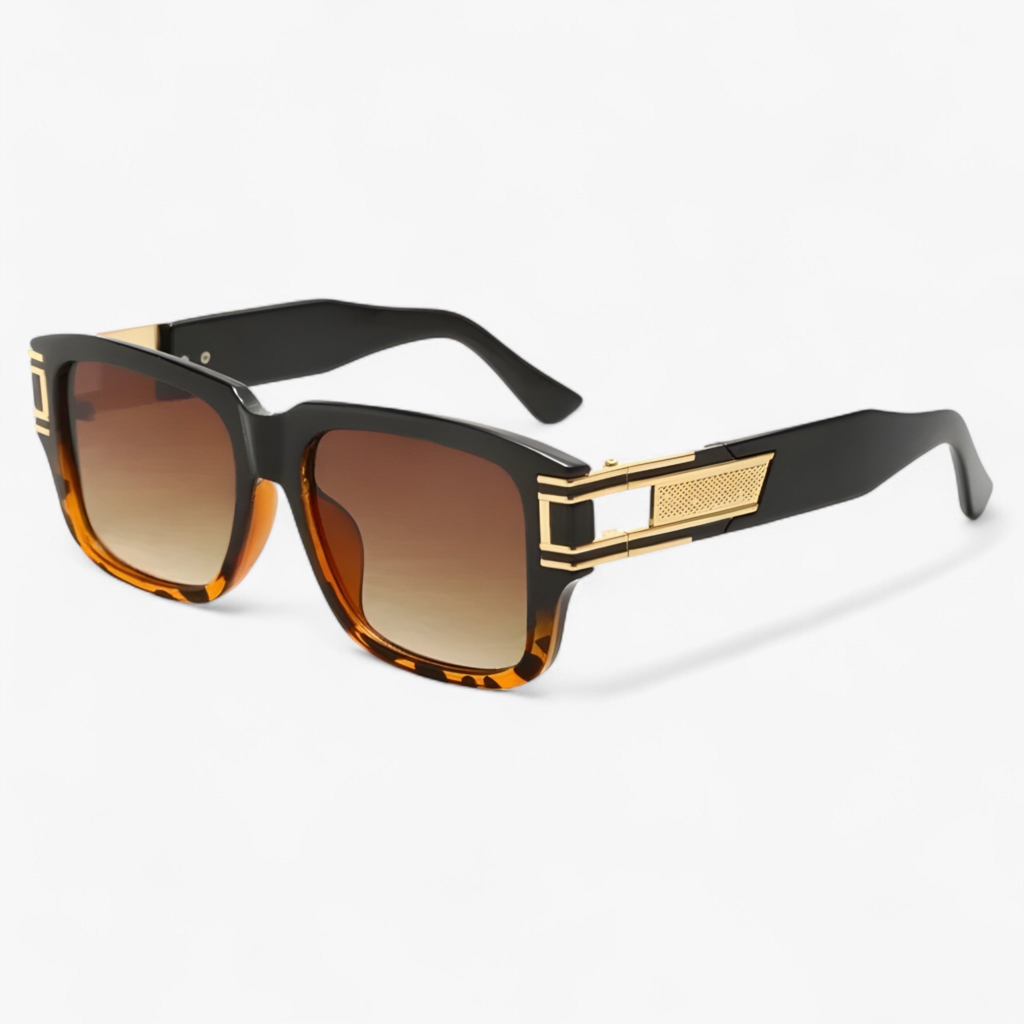 Emil | Vintage firkantede solbriller med dråbedesign - Sort leopard Som billede - watches - {{ product_tags }