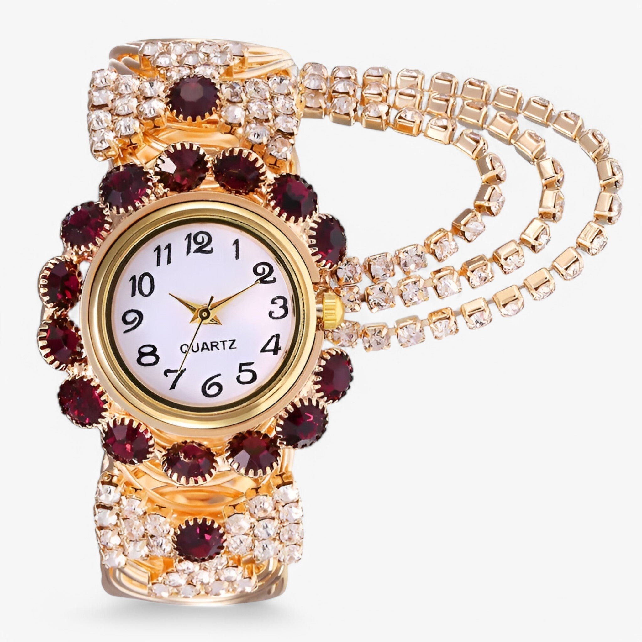 Iris | Quartz ur med rhinsten og stålrem - lilla - watches - {{ product_tags }