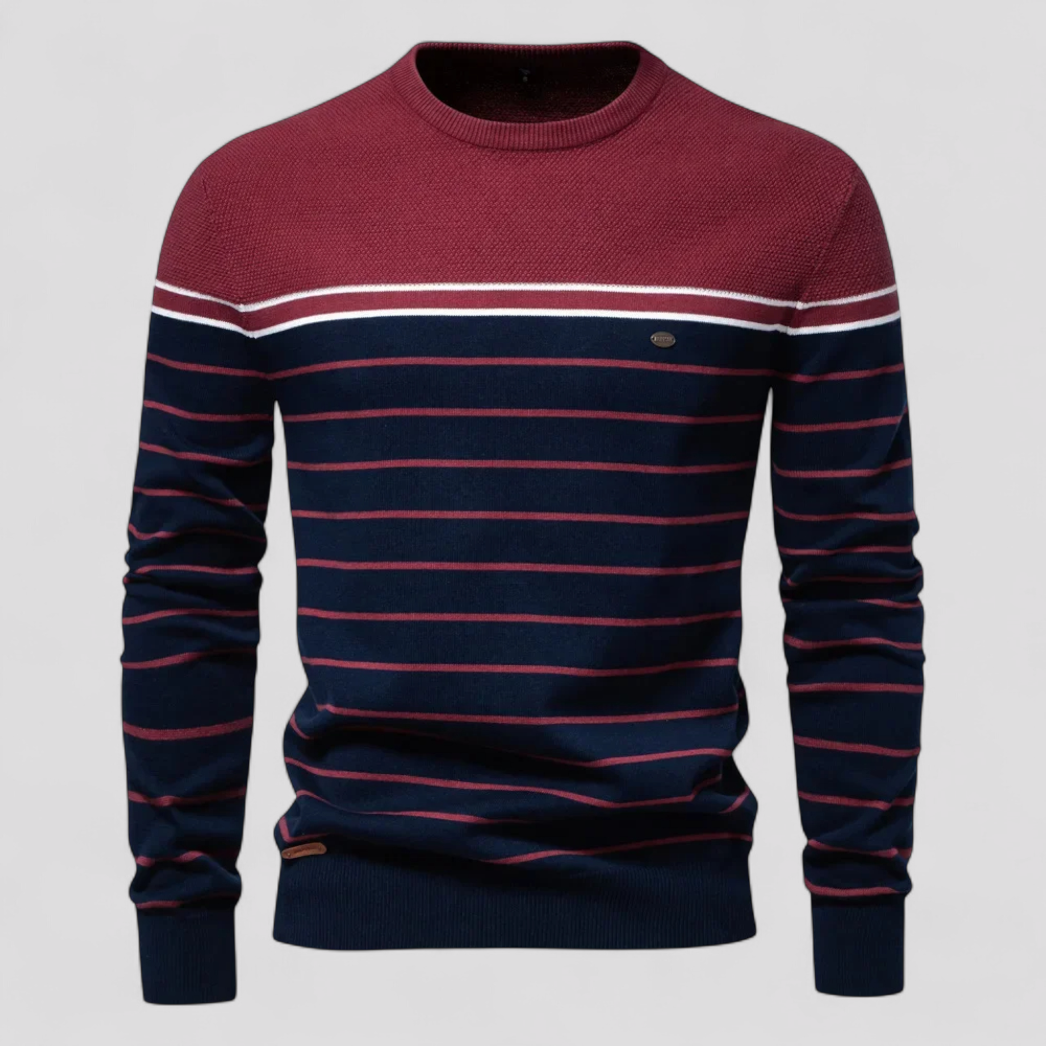 Calvin | Efterårsstribet premium sweater varm, elastisk og med perfekt stil - Marineblå - Calvin | Efterårsstribet premium sweater varm, elastisk og med perfekt stil - €25 - {{ product_tags }