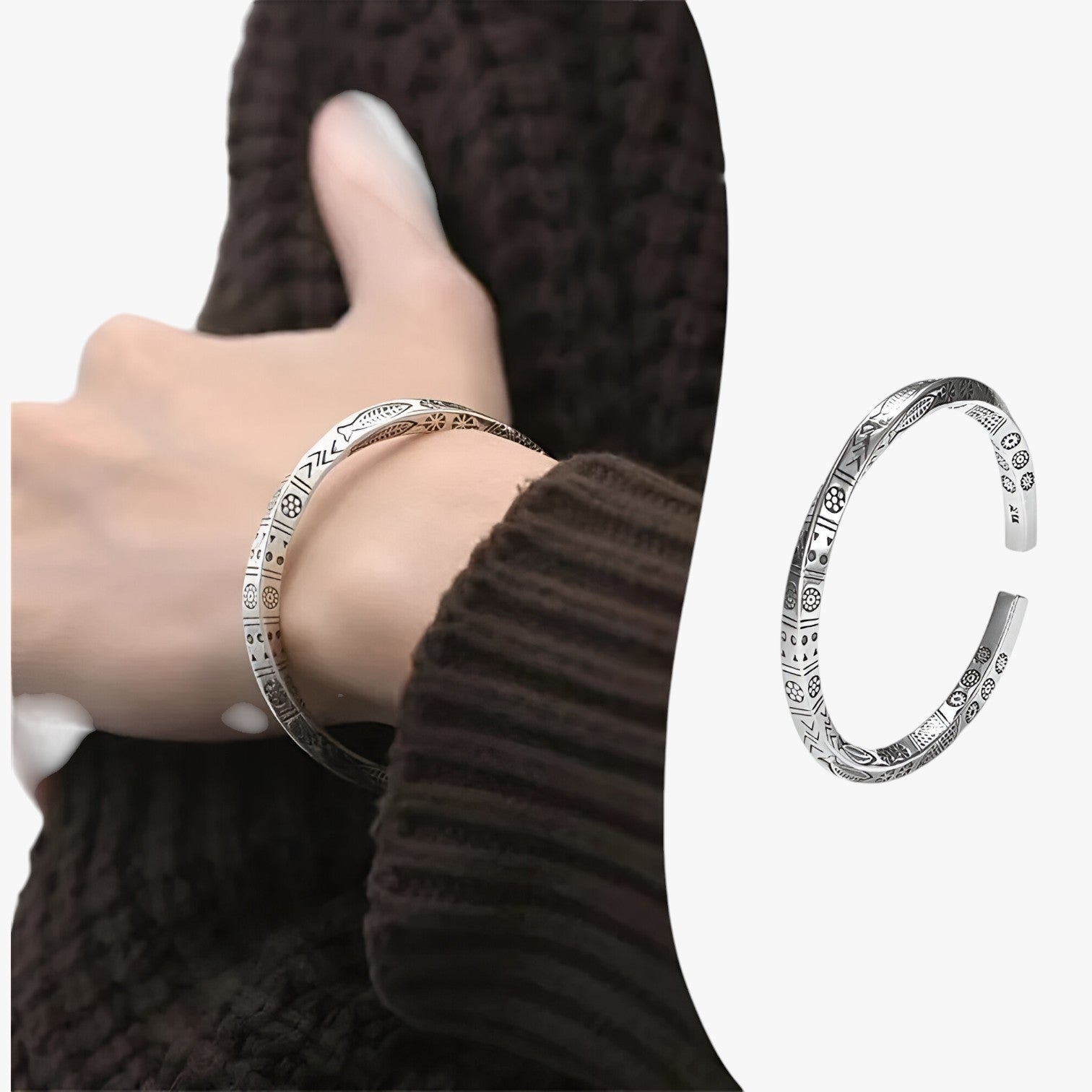 Arjan | Stilfuld Mobius-armbånd – Tidøs Totem-look i 925 sølv - - watches - {{ product_tags }