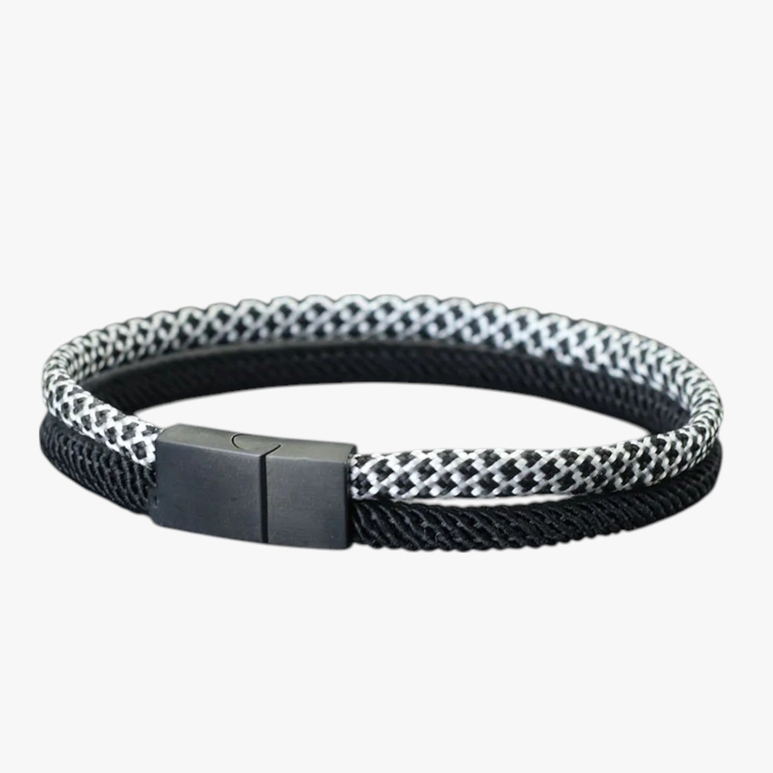 Devin | Bicolour Paracord Armbånd med Magnetspænde - nero 19,5cm 7,7 tommer - Devin | Bicolour Paracord Armbånd med Magnetspænde - €25 - {{ product_tags }