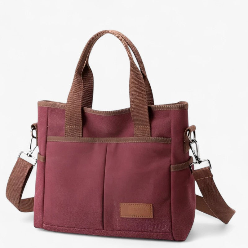 Rylee | Stor canvas skulder- og rejsetaske - Kaffe lilla (20cm<Max Længde<30cm) - bags - {{ product_tags }