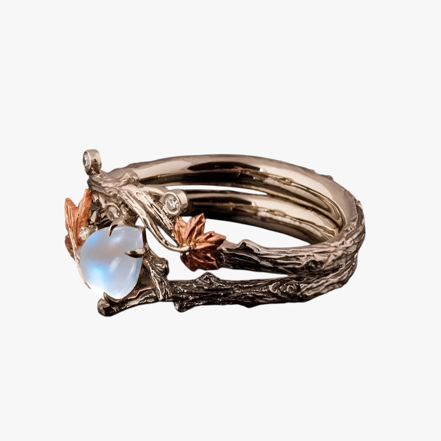 Kelsey | Guld bladring – Tidsløs charms med månesten glimt - - women's fashion - {{ product_tags }