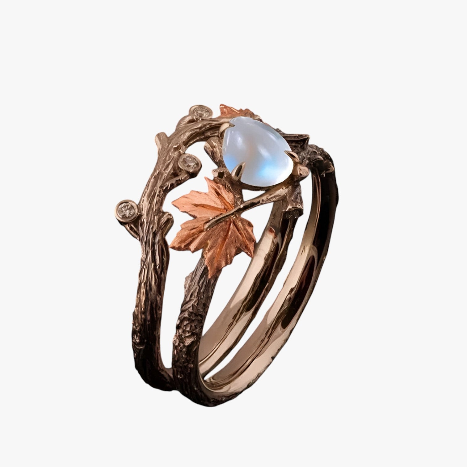 Kelsey | Guld bladring – Tidsløs charms med månesten glimt - - women's fashion - {{ product_tags }