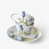 Florina | Creative Tulip Ceramic Coffee Cup with Saucer