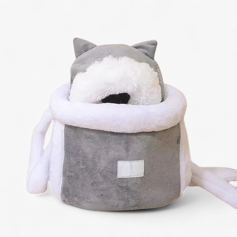 Charmerende kat i bæretaske plys - Lysegrå - bags - {{ product_tags }