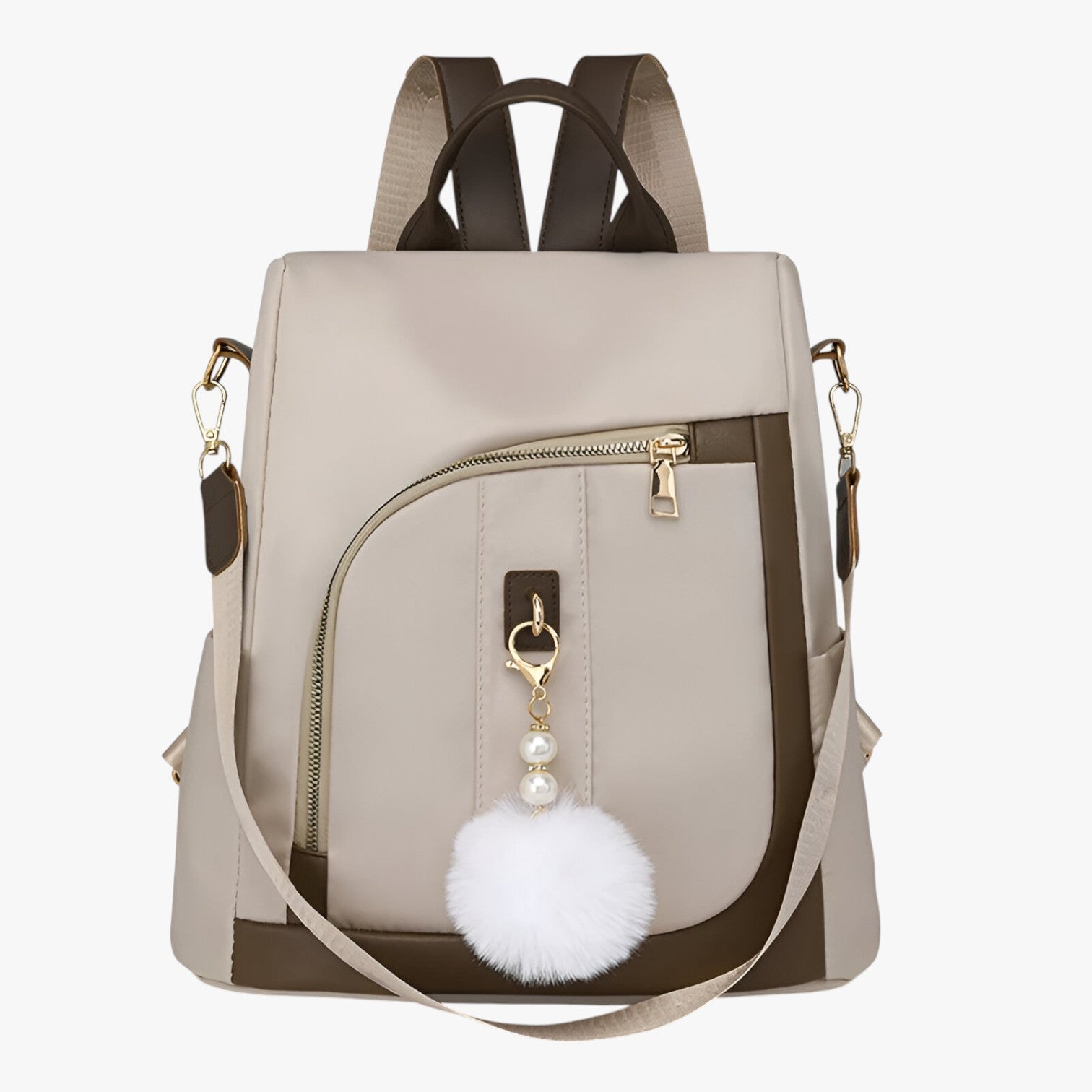 Vivian | Letvægts nylon rygsæk med stor kapacitet - Beige - bags - {{ product_tags }