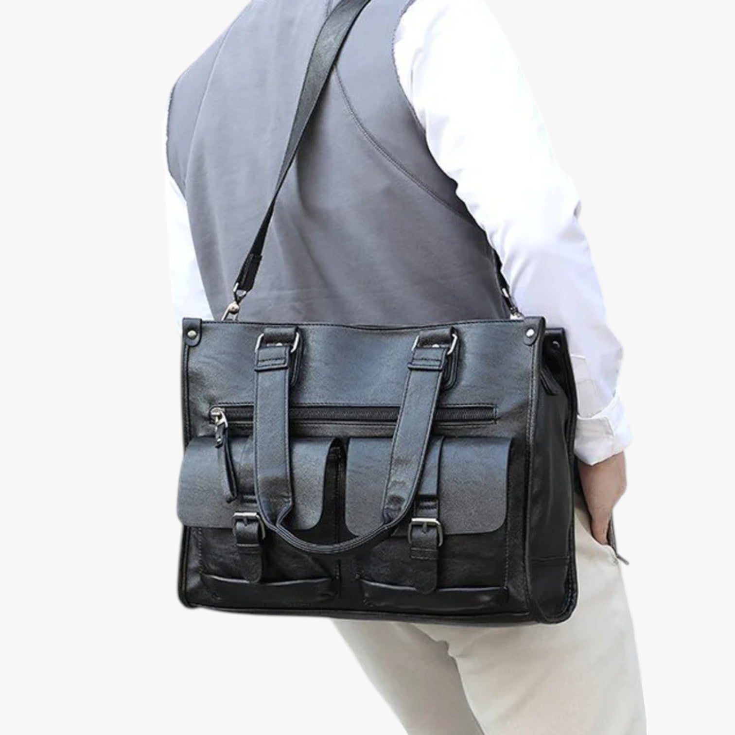 Jerry | PU-læder skuldertaske til arbejde og rejse - - men's fashion - {{ product_tags }