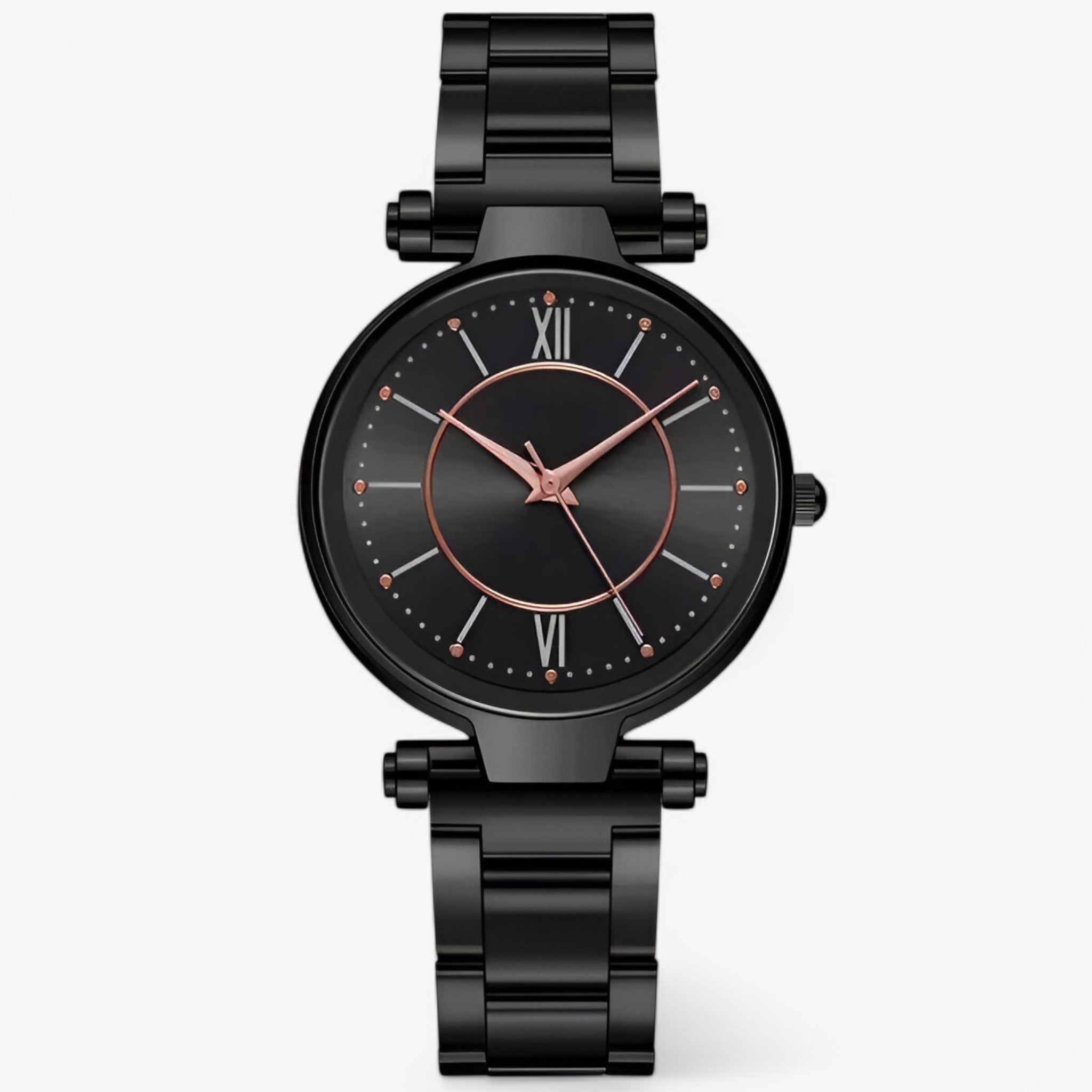 Claudia | Klassisk rosa stålur - sort - watches - {{ product_tags }