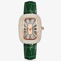 Renée | Elegante orologio da donna in pelle verde con borchie decorative