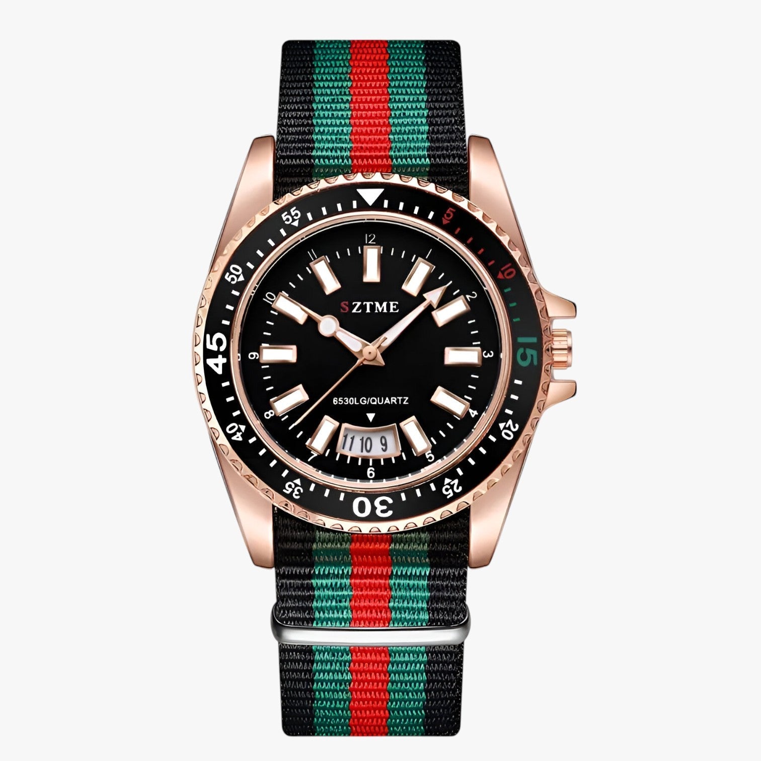Lincoln | Elegant ur med nylonrem og natlys - Sort Rosa Ja - watches - {{ product_tags }