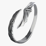 Jayce | Bracelet in 925 Silver with Gold Feather in Vintage Punk Style