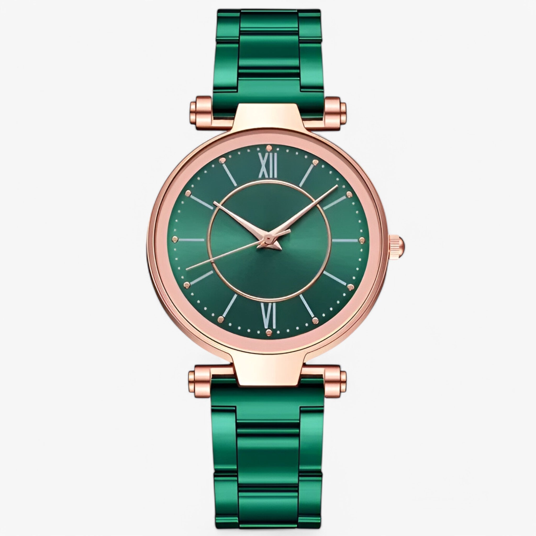 Claudia | Klassisk rosa stålur - grøn - watches - {{ product_tags }