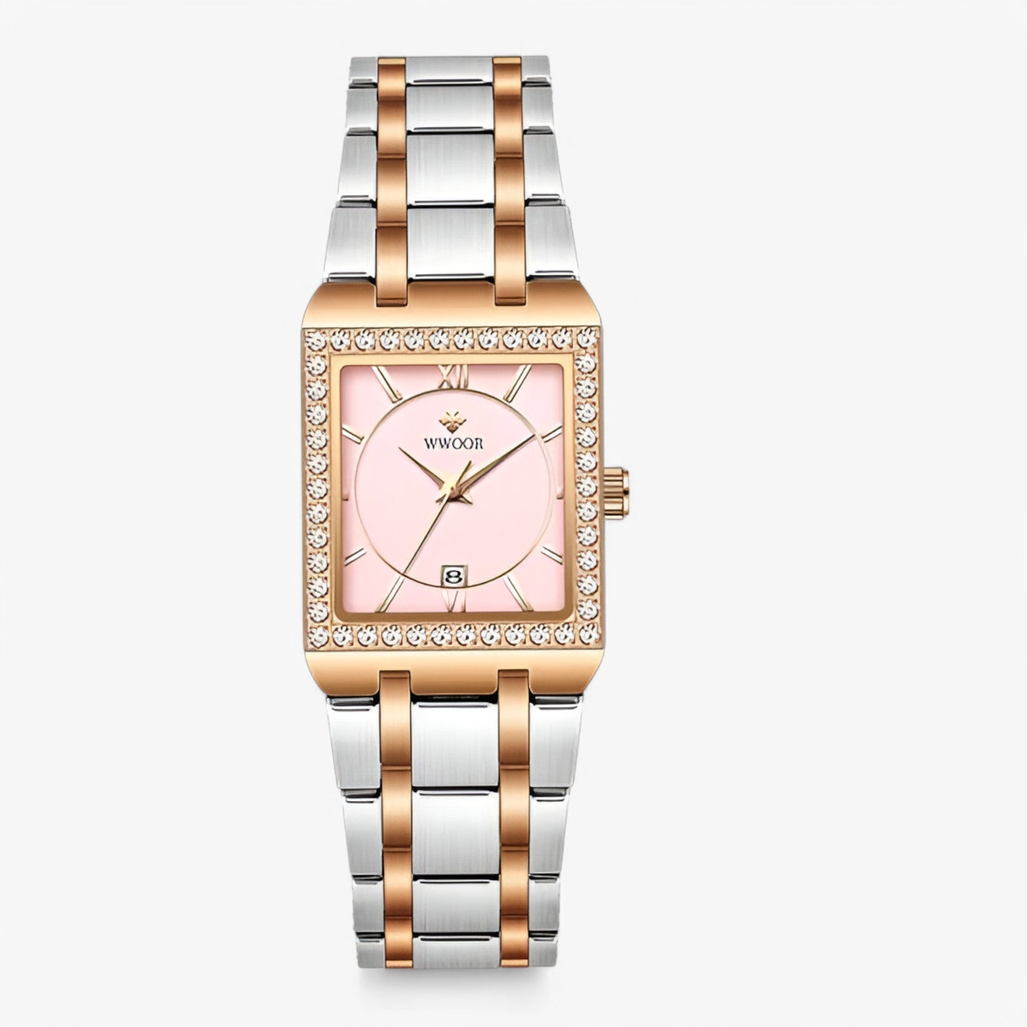 Celeste | Dameur med firkantede diamanter - rosa guld sølv - Celeste | Dameur med firkantede diamanter- €25 - {{ product_tags }
