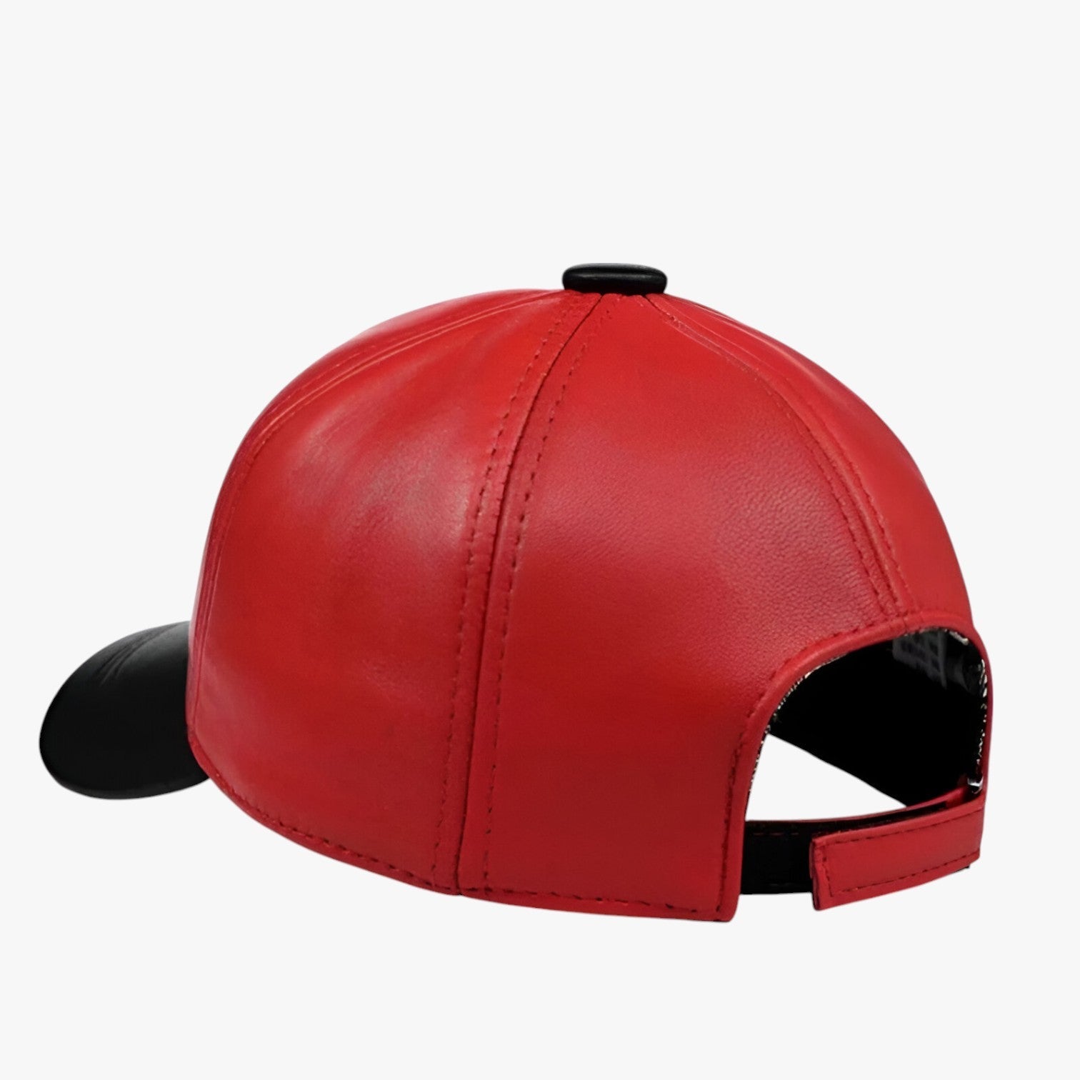 Alessandro | Rød læderhat – Solbeskyttelse med broderet design - - men's fashion - {{ product_tags }