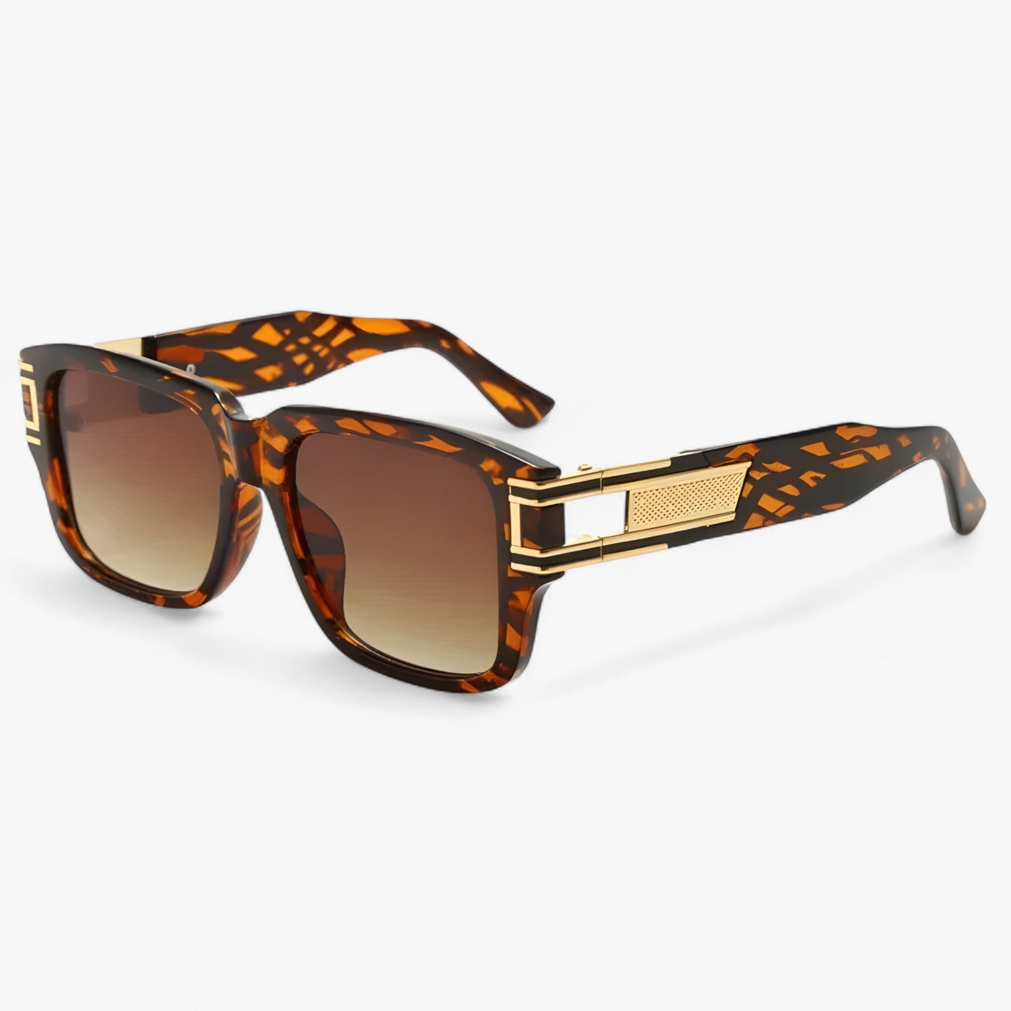 Emil | Vintage firkantede solbriller med dråbedesign - Leopardte Som billede - watches - {{ product_tags }