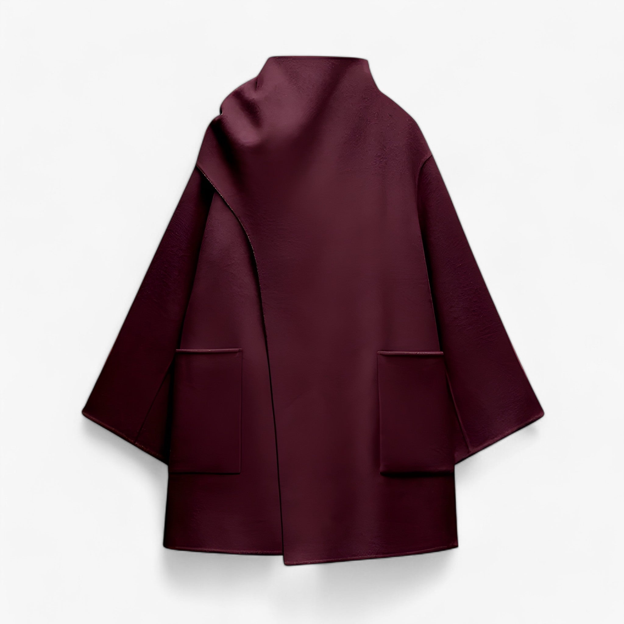 Emma | Elegant Uldfrakke med Halstørklæde – Perfekt til Koldere Dage - Vintagerød - women's fashion - {{ product_tags }