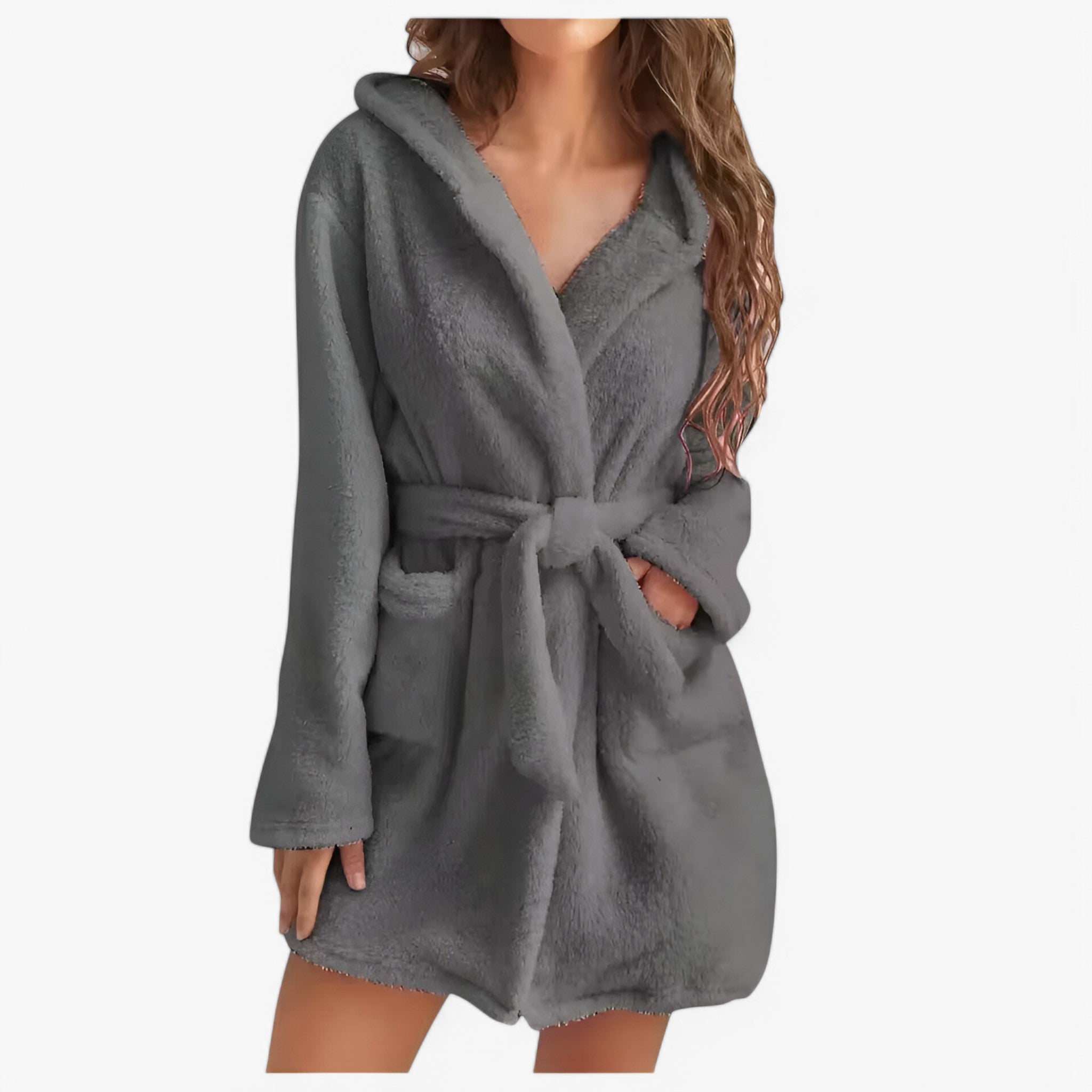 Freja | Varm og Fuzzy Hættebadekåbe - R20225Grå - women's fashion - {{ product_tags }