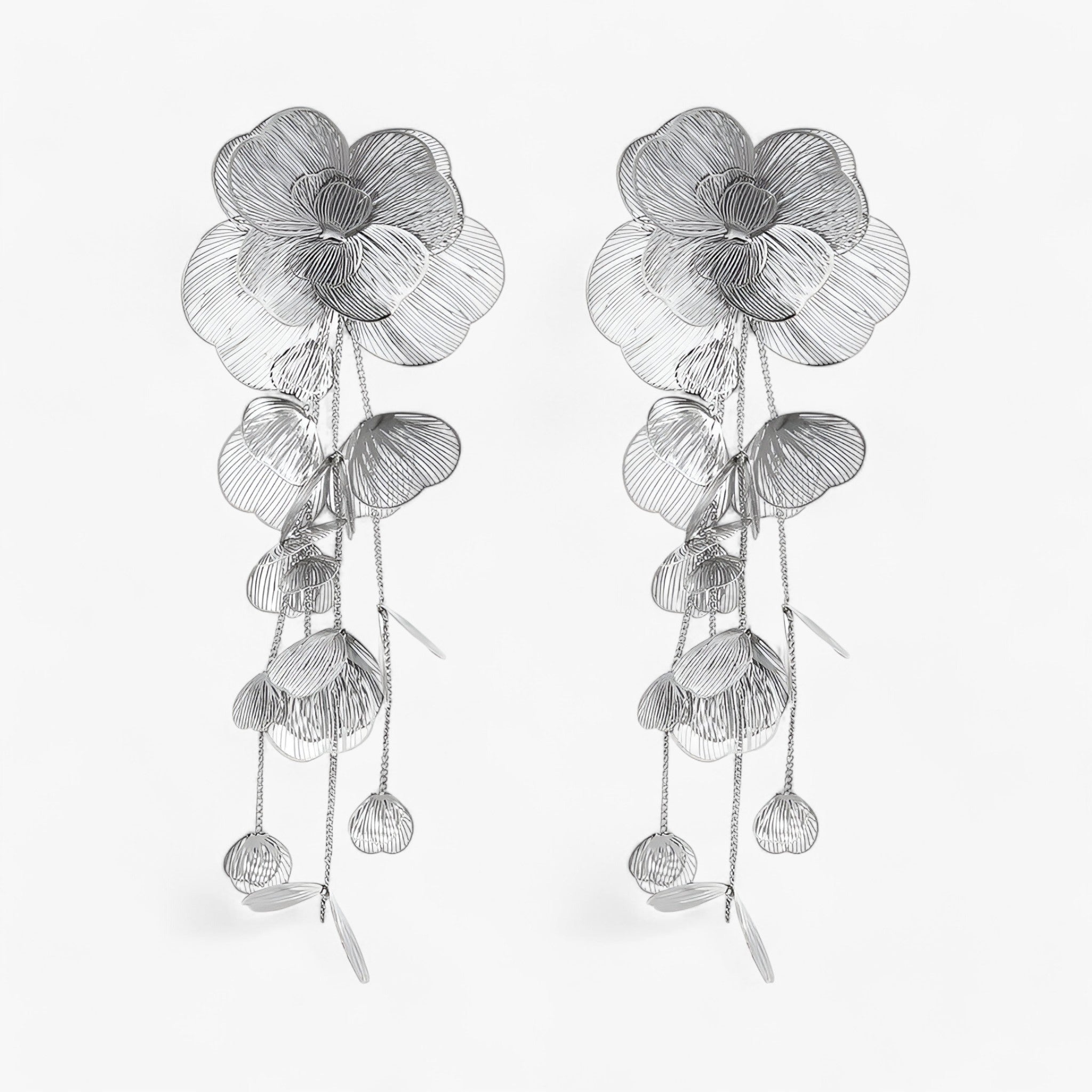 Zoë | Vintage Blomst Kwastøreringe – Elegant og Unik - Sølv - women's fashion - {{ product_tags }