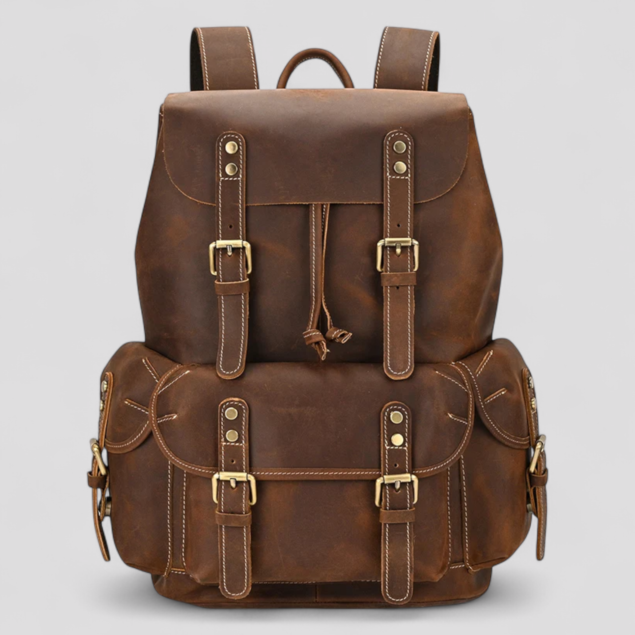 Leo | Luksus fuld læder rygsæk - Brun 18 Tommer - bags - {{ product_tags }