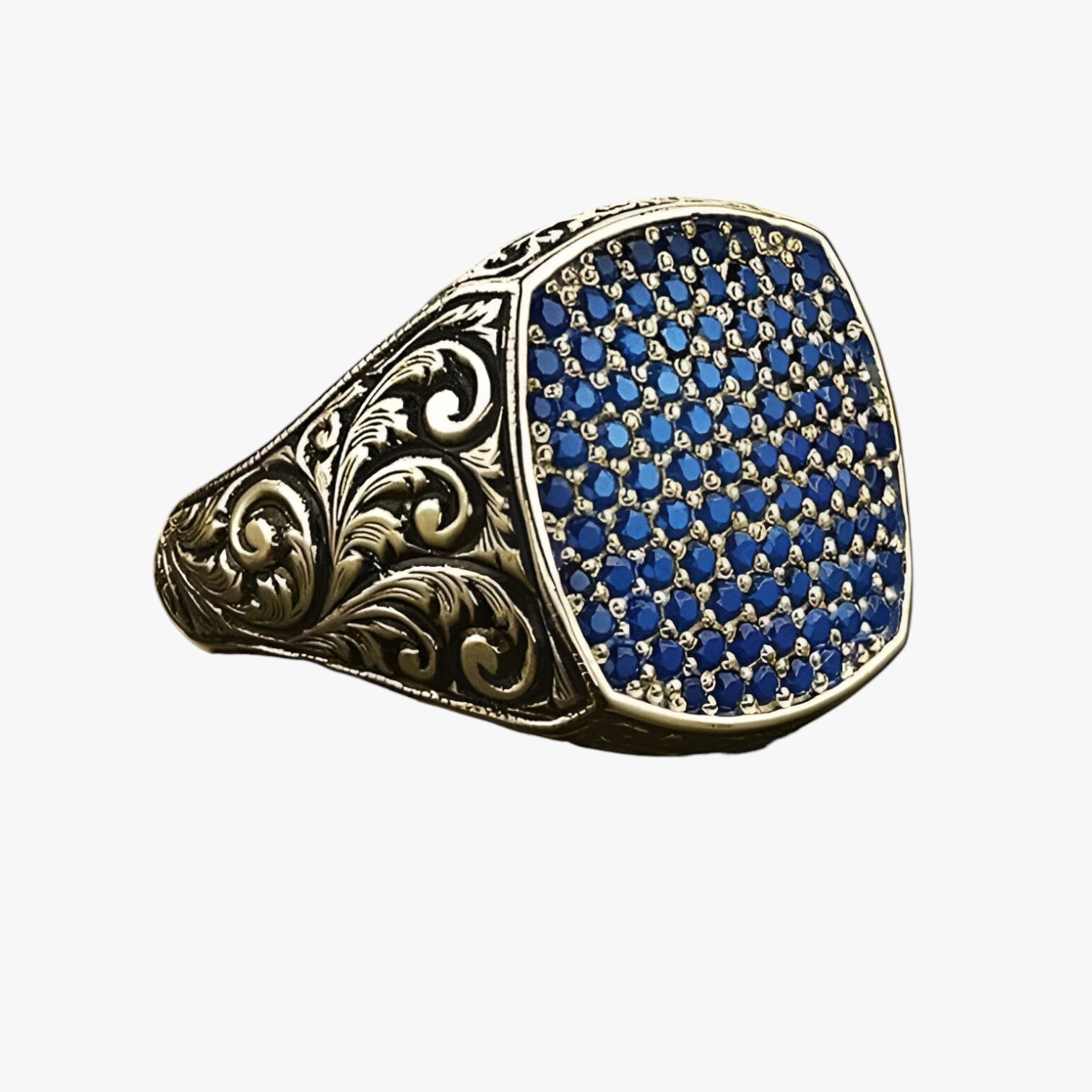 Manuel | Stilfuld vintage ring – tidløs elegance med farverige zirkonia - Blauw - watches - {{ product_tags }