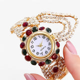 Iris | Quartz watch with rhinestones and steel strap