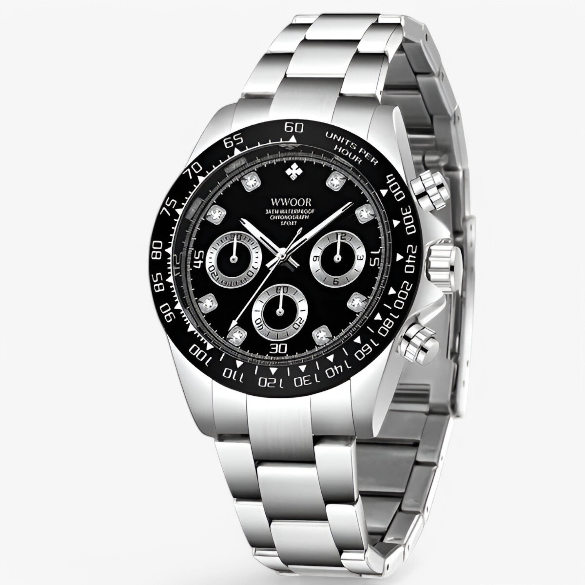 Kashmir | Luksus Chronograph ur lavet af rustfrit stål - Sort sølv - watches - {{ product_tags }