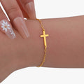 Elisa | Pulsera con cruz en acero inoxidable – Elegancia impermeable